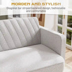 Gris velours / Rose / Vert olive / Orange / Gris lin / Blanc / Cuir marron / Cuir blanc - Canapé futon convertible capitonné de style Mid-Century – 3 places