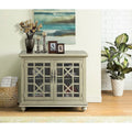 Meuble TV traditionnel gris antique / blanc crème / vert sarcelle / noir / bleu catalina / bleu-noyer / blanc-gris avec portes vitrées à croisillons - Usage unique