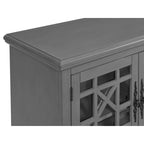 Meuble TV traditionnel gris antique / blanc crème / vert sarcelle / noir / bleu catalina / bleu-noyer / blanc-gris avec portes vitrées à croisillons - Usage unique