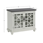 Meuble TV traditionnel gris antique / blanc crème / vert sarcelle / noir / bleu catalina / bleu-noyer / blanc-gris avec portes vitrées à croisillons - Usage unique