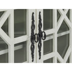 Meuble TV traditionnel gris antique / blanc crème / vert sarcelle / noir / bleu catalina / bleu-noyer / blanc-gris avec portes vitrées à croisillons - Usage unique