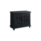 Meuble TV traditionnel gris antique / blanc crème / vert sarcelle / noir / bleu catalina / bleu-noyer / blanc-gris avec portes vitrées à croisillons - Usage unique