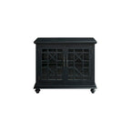 Meuble TV traditionnel gris antique / blanc crème / vert sarcelle / noir / bleu catalina / bleu-noyer / blanc-gris avec portes vitrées à croisillons - Usage unique