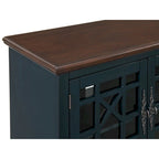 Meuble TV traditionnel gris antique / blanc crème / vert sarcelle / noir / bleu catalina / bleu-noyer / blanc-gris avec portes vitrées à croisillons - Usage unique