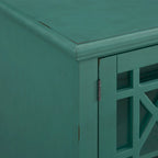 Meuble TV traditionnel gris antique / blanc crème / vert sarcelle / noir / bleu catalina / bleu-noyer / blanc-gris avec portes vitrées à croisillons - Usage unique