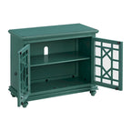 Meuble TV traditionnel gris antique / blanc crème / vert sarcelle / noir / bleu catalina / bleu-noyer / blanc-gris avec portes vitrées à croisillons - Usage unique