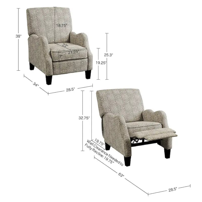 Fauteuil inclinable manuel multi beige/multi bleu en tissu de transition – Usage unique