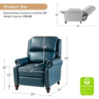 Fauteuil inclinable à dossier inclinable en cuir pleine fleur de style Mid-Century, couleurs marine/vert/noir/marron/vert sauge/chameau/turquoise/colombe/beige/bordeaux – Usage unique