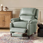 Fauteuil inclinable à dossier inclinable en cuir pleine fleur de style Mid-Century, couleurs marine/vert/noir/marron/vert sauge/chameau/turquoise/colombe/beige/bordeaux – Usage unique