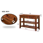 Buffet de salle à manger/crédence en bois massif de style Mid-Century avec 2 tiroirs et étagères ouvertes, couleur expresso/bleu marine/gris antique/brun - Usage unique