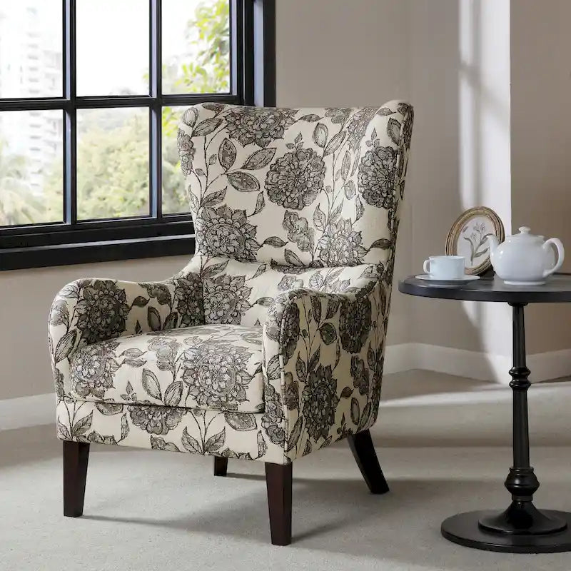 Fauteuil d'appoint transitionnel en polyester avec dossier à oreilles, multi/lin, avec coussin d'assise amovible - Usage unique