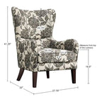 Fauteuil d'appoint transitionnel en polyester avec dossier à oreilles, multi/lin, avec coussin d'assise amovible - Usage unique