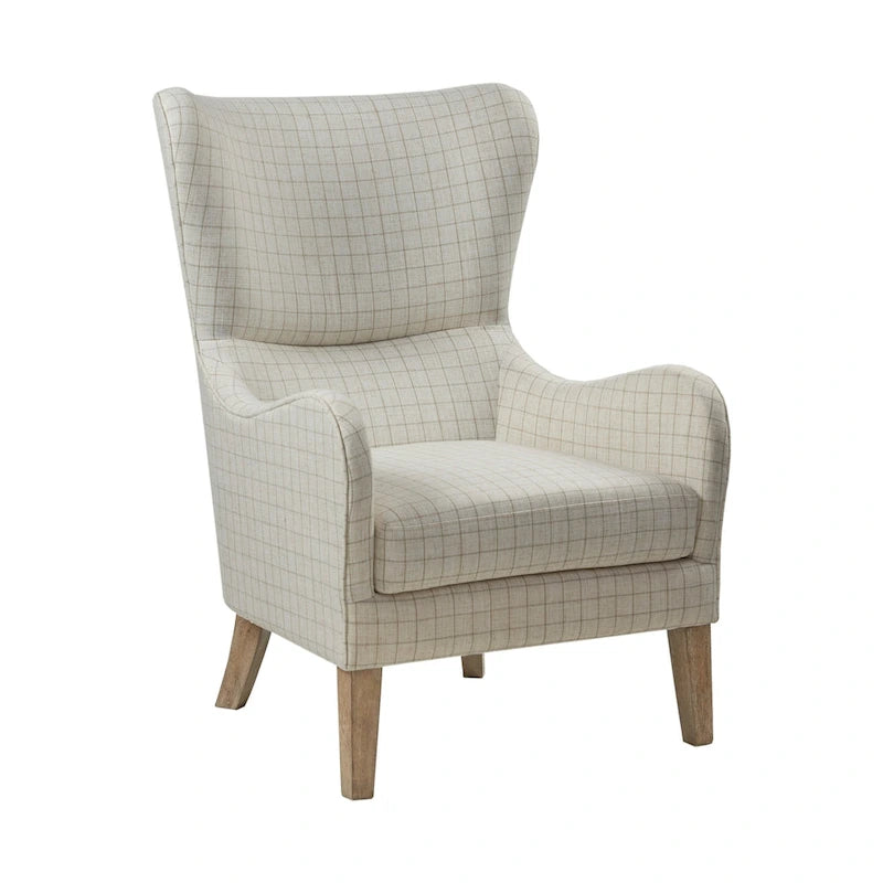 Fauteuil d'appoint transitionnel en polyester avec dossier à oreilles, multi/lin, avec coussin d'assise amovible - Usage unique