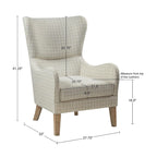 Fauteuil d'appoint transitionnel en polyester avec dossier à oreilles, multi/lin, avec coussin d'assise amovible - Usage unique