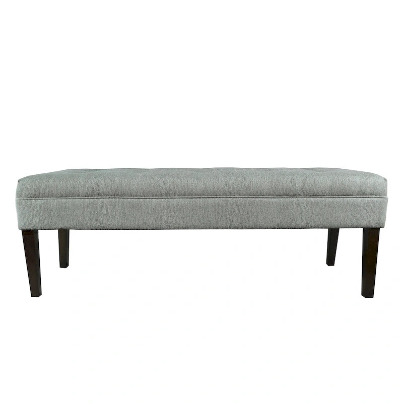 Banc capitonné en tissu à motif géométrique treillis or/gris/sarcelle avec pieds expresso - Usage unique
