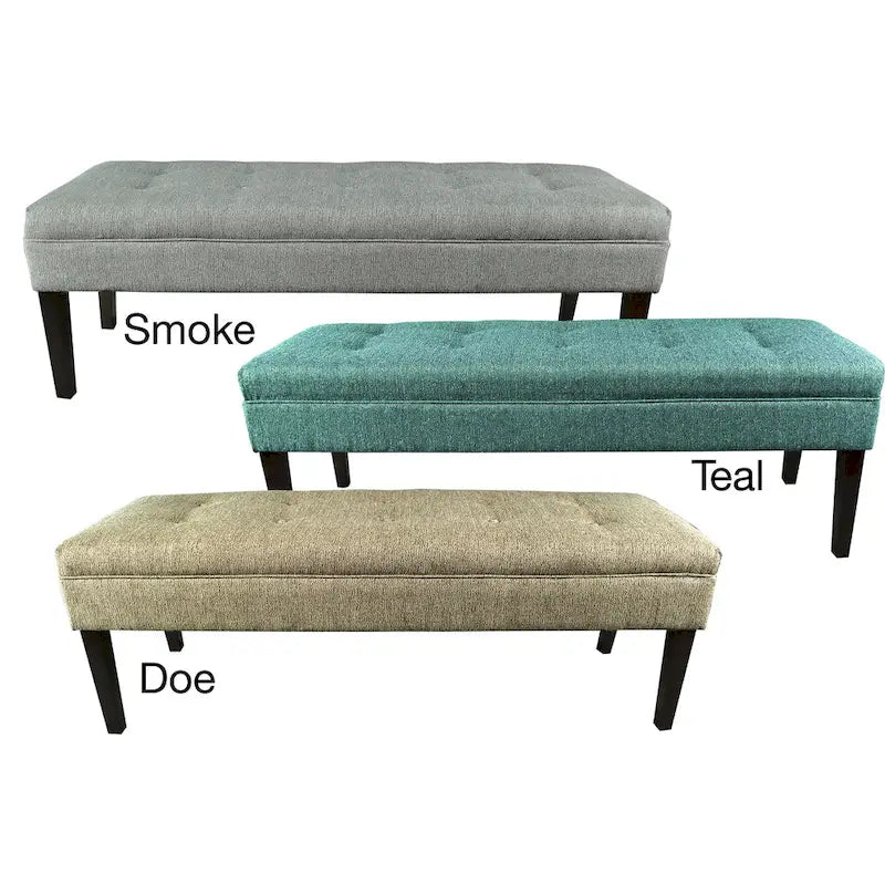 Banc capitonné en tissu à motif géométrique treillis or/gris/sarcelle avec pieds expresso - Usage unique