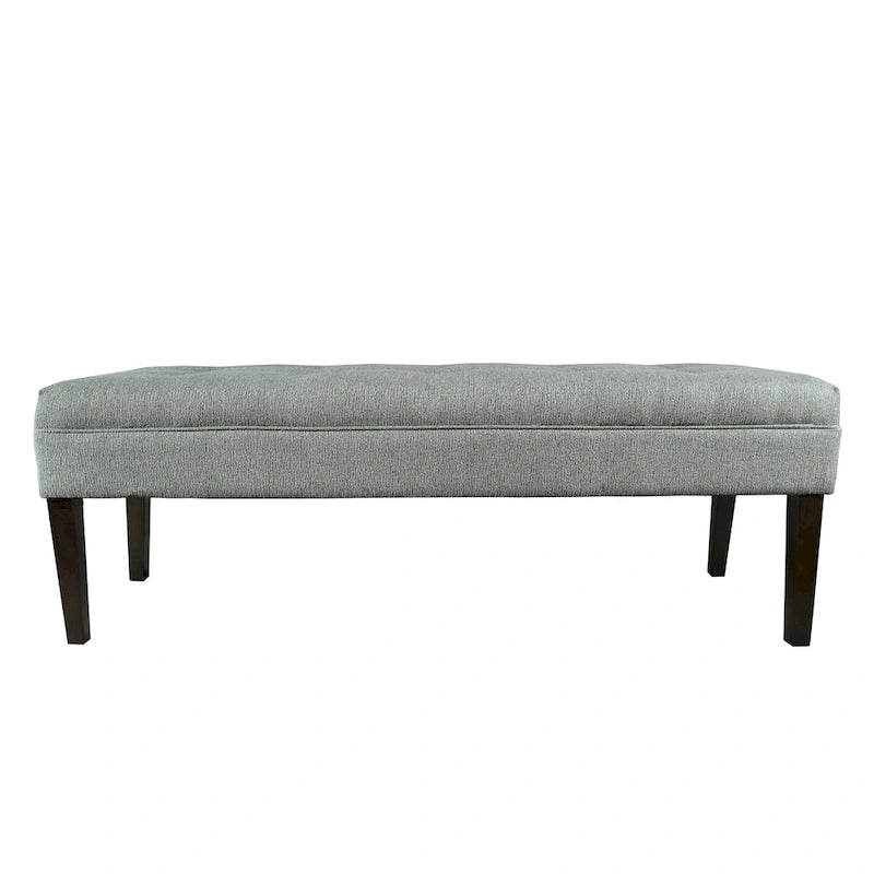 Banc capitonné en tissu à motif géométrique treillis or/gris/sarcelle avec pieds expresso - Usage unique