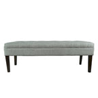 Banc capitonné en tissu à motif géométrique treillis or/gris/sarcelle avec pieds expresso - Usage unique