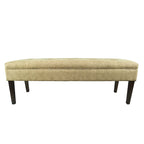 Banc capitonné en tissu à motif géométrique treillis or/gris/sarcelle avec pieds expresso - Usage unique