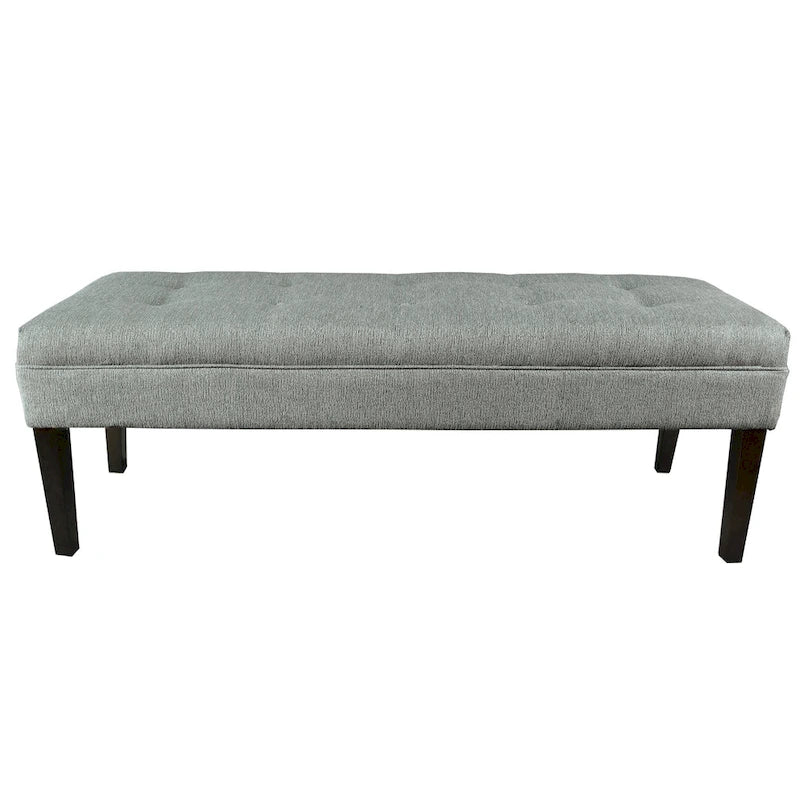 Banc capitonné en tissu à motif géométrique treillis or/gris/sarcelle avec pieds expresso - Usage unique