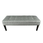 Banc capitonné en tissu à motif géométrique treillis or/gris/sarcelle avec pieds expresso - Usage unique