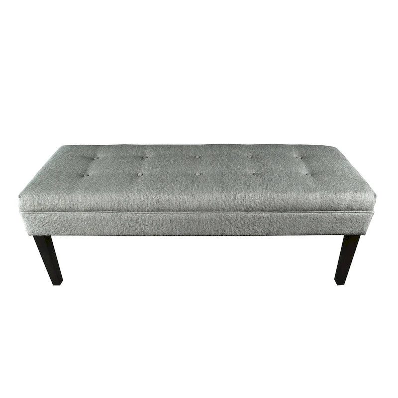 Banc capitonné en tissu à motif géométrique treillis or/gris/sarcelle avec pieds expresso - Usage unique