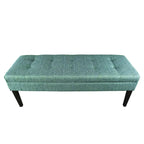 Banc capitonné en tissu à motif géométrique treillis or/gris/sarcelle avec pieds expresso - Usage unique