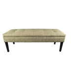 Banc capitonné en tissu à motif géométrique treillis or/gris/sarcelle avec pieds expresso - Usage unique