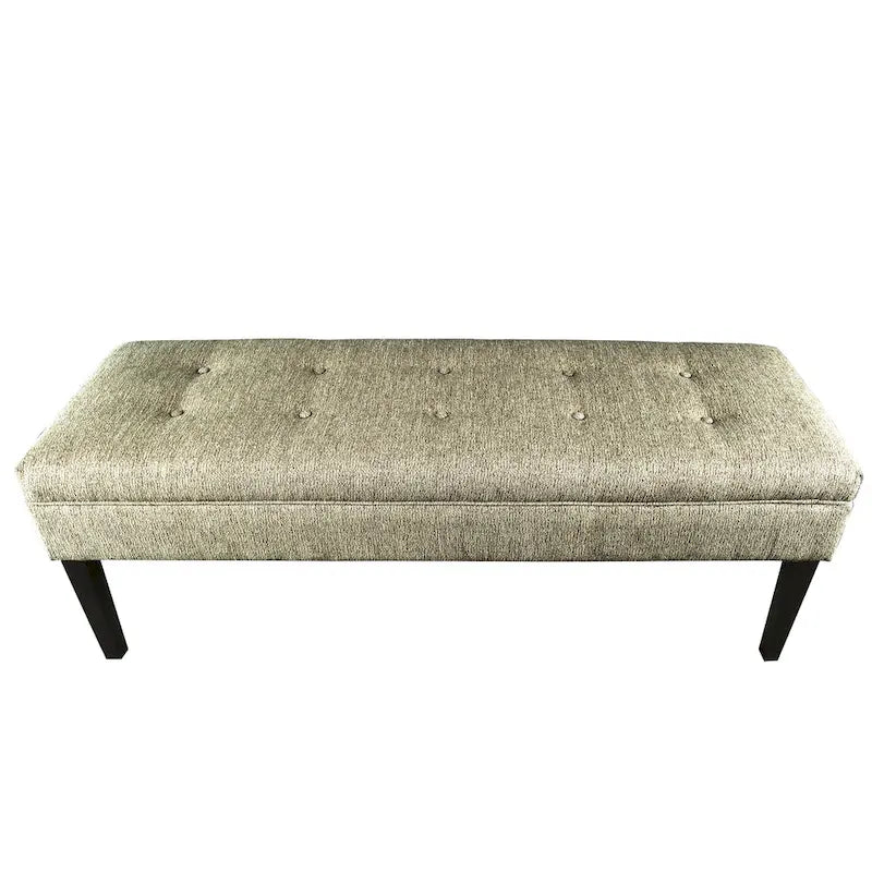 Banc capitonné en tissu à motif géométrique treillis or/gris/sarcelle avec pieds expresso - Usage unique