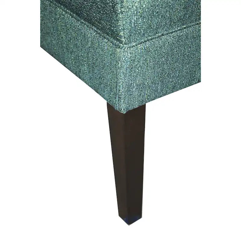 Banc capitonné en tissu à motif géométrique treillis or/gris/sarcelle avec pieds expresso - Usage unique