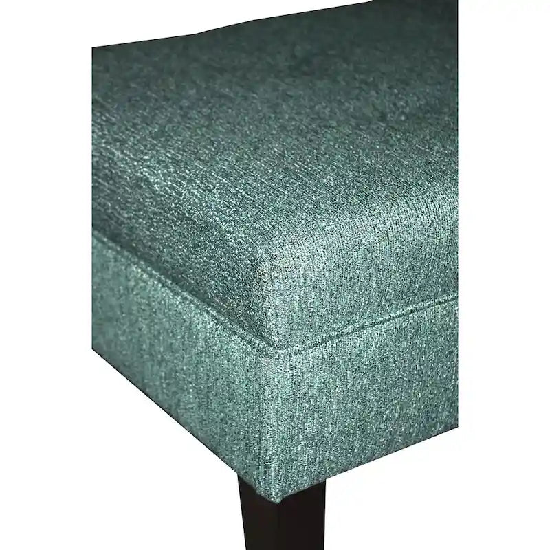 Banc capitonné en tissu à motif géométrique treillis or/gris/sarcelle avec pieds expresso - Usage unique