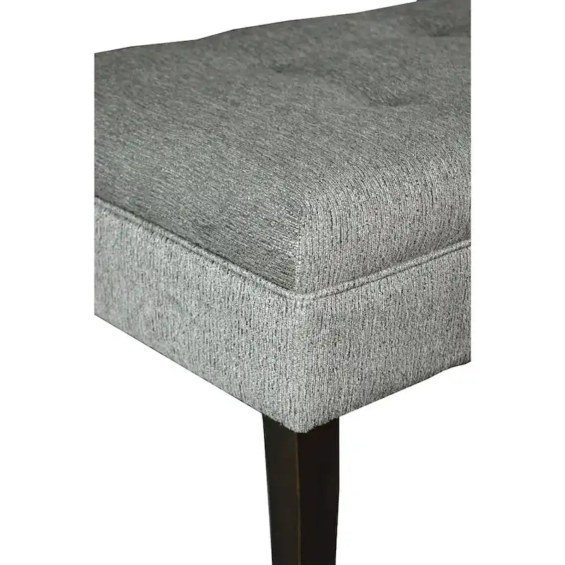 Banc capitonné en tissu à motif géométrique treillis or/gris/sarcelle avec pieds expresso - Usage unique