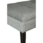 Banc capitonné en tissu à motif géométrique treillis or/gris/sarcelle avec pieds expresso - Usage unique