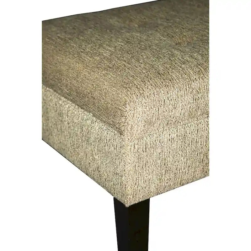 Banc capitonné en tissu à motif géométrique treillis or/gris/sarcelle avec pieds expresso - Usage unique