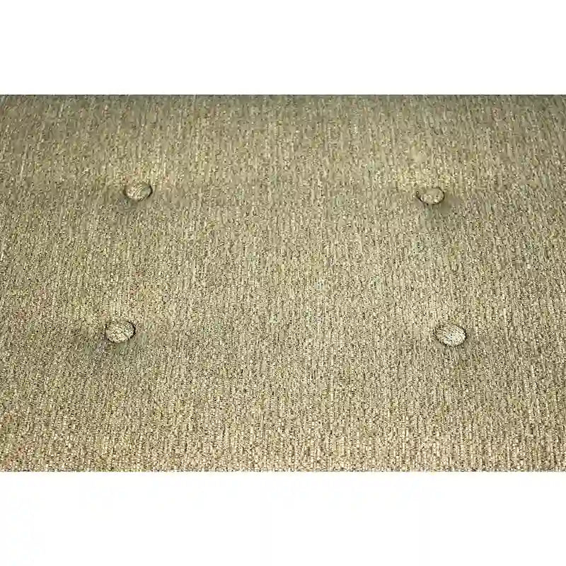 Banc capitonné en tissu à motif géométrique treillis or/gris/sarcelle avec pieds expresso - Usage unique