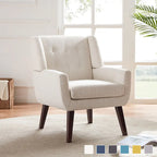 Gris / Bleu lac / Jaune / Gris clair / Beige / Bleu foncé Fauteuil d'appoint capitonné en lin de style Mid-Century - Usage unique