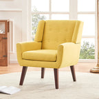 Gris / Bleu lac / Jaune / Gris clair / Beige / Bleu foncé Fauteuil d'appoint capitonné en lin de style Mid-Century - Usage unique