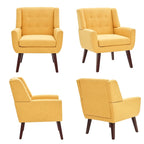 Gris / Bleu lac / Jaune / Gris clair / Beige / Bleu foncé Fauteuil d'appoint capitonné en lin de style Mid-Century - Usage unique