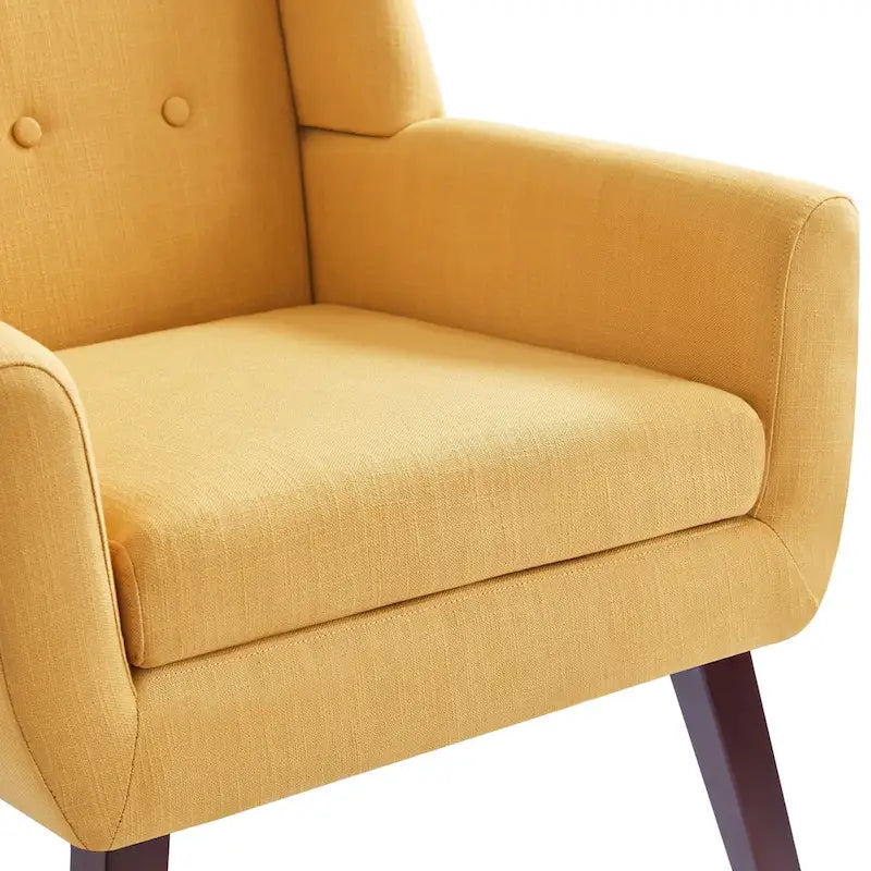 Gris / Bleu lac / Jaune / Gris clair / Beige / Bleu foncé Fauteuil d'appoint capitonné en lin de style Mid-Century - Usage unique