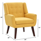 Gris / Bleu lac / Jaune / Gris clair / Beige / Bleu foncé Fauteuil d'appoint capitonné en lin de style Mid-Century - Usage unique
