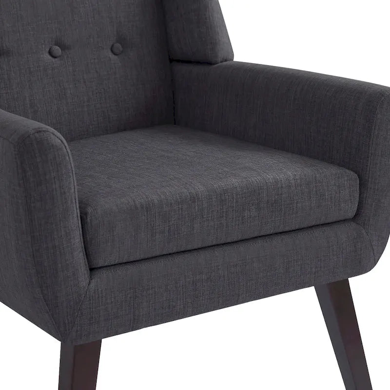 Gris / Bleu lac / Jaune / Gris clair / Beige / Bleu foncé Fauteuil d'appoint capitonné en lin de style Mid-Century - Usage unique
