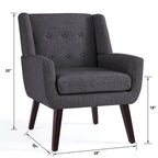 Gris / Bleu lac / Jaune / Gris clair / Beige / Bleu foncé Fauteuil d'appoint capitonné en lin de style Mid-Century - Usage unique