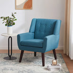 Gris / Bleu lac / Jaune / Gris clair / Beige / Bleu foncé Fauteuil d'appoint capitonné en lin de style Mid-Century - Usage unique