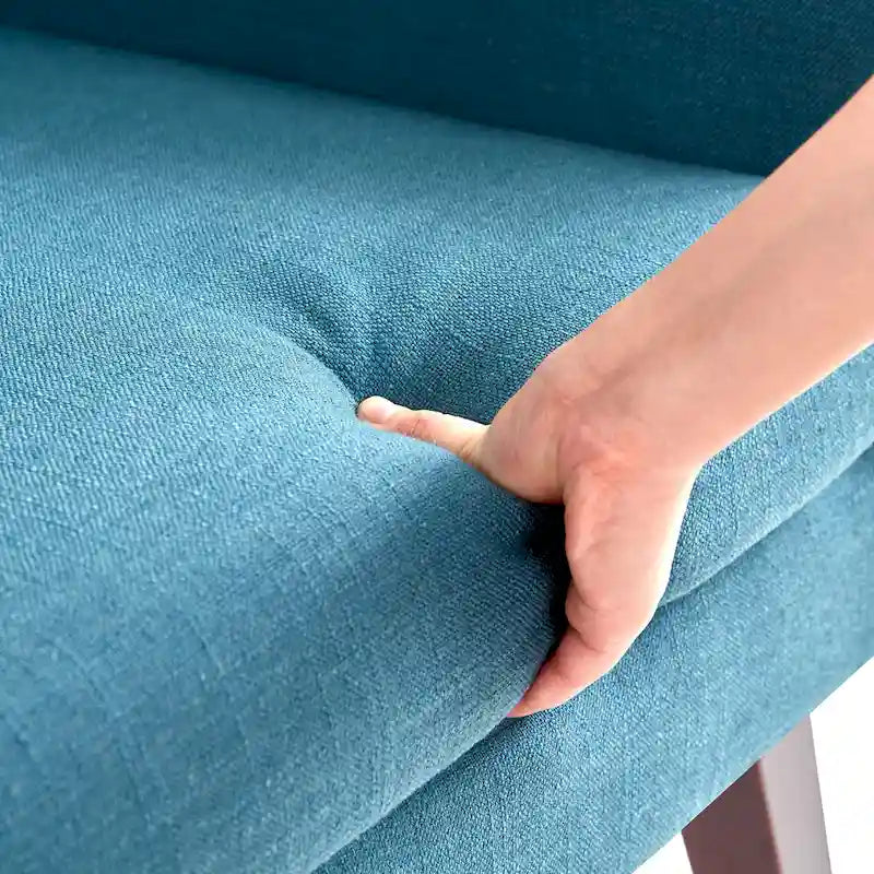 Gris / Bleu lac / Jaune / Gris clair / Beige / Bleu foncé Fauteuil d'appoint capitonné en lin de style Mid-Century - Usage unique