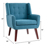 Gris / Bleu lac / Jaune / Gris clair / Beige / Bleu foncé Fauteuil d'appoint capitonné en lin de style Mid-Century - Usage unique