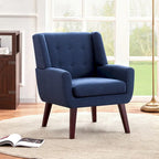 Gris / Bleu lac / Jaune / Gris clair / Beige / Bleu foncé Fauteuil d'appoint capitonné en lin de style Mid-Century - Usage unique