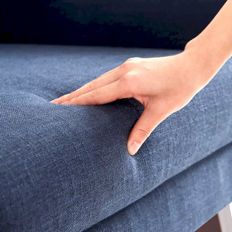 Gris / Bleu lac / Jaune / Gris clair / Beige / Bleu foncé Fauteuil d'appoint capitonné en lin de style Mid-Century - Usage unique