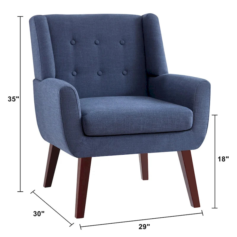 Gris / Bleu lac / Jaune / Gris clair / Beige / Bleu foncé Fauteuil d'appoint capitonné en lin de style Mid-Century - Usage unique