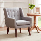 Gris / Bleu lac / Jaune / Gris clair / Beige / Bleu foncé Fauteuil d'appoint capitonné en lin de style Mid-Century - Usage unique
