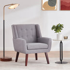 Gris / Bleu lac / Jaune / Gris clair / Beige / Bleu foncé Fauteuil d'appoint capitonné en lin de style Mid-Century - Usage unique